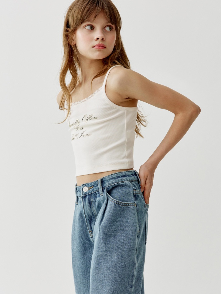 Укороченный топ Sela с аппликацией из страз, белый, арт. 52821