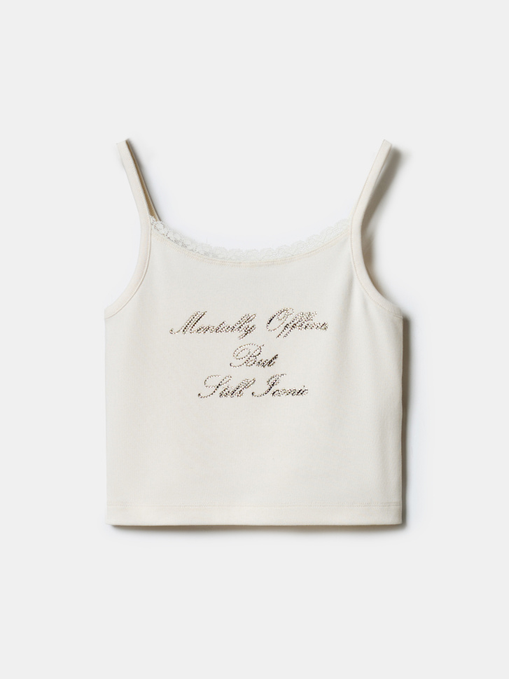 укороченный топ с аппликацией из страз для девочек по цене 1199 руб вид справа