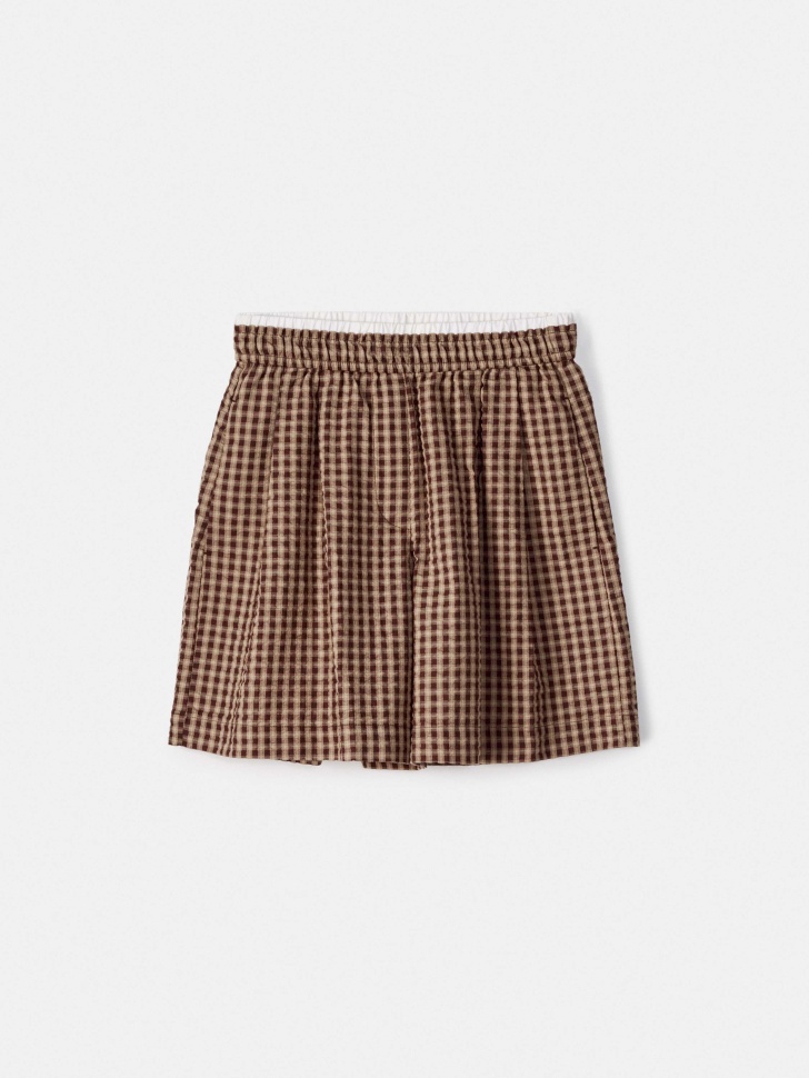 Короткие шорты в клетку Sela, коричневый, арт. 54327