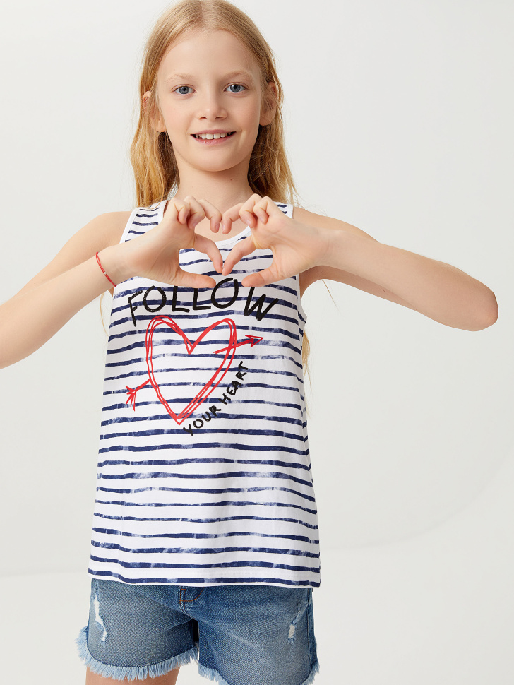 

Майка с принтом для девочек, Синий