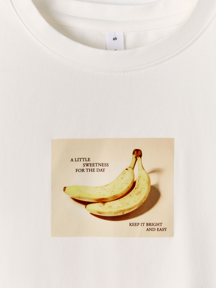 футболка с принтом прямого кроя из хлопка спереди