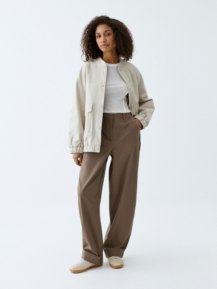 

Хлопковые брюки Slouchy с отворотами