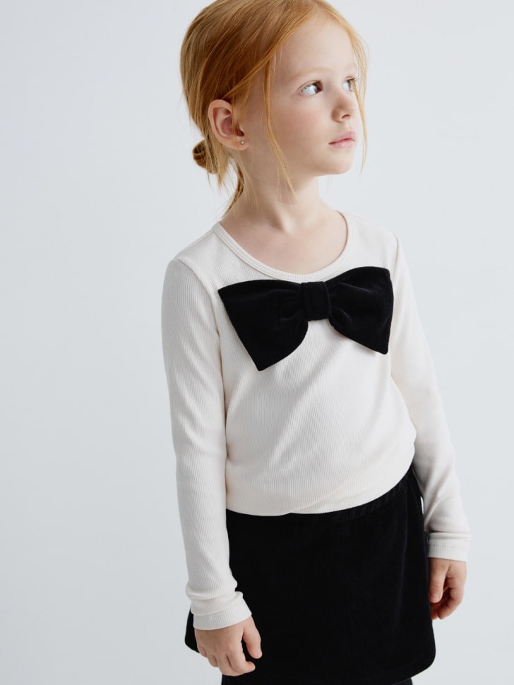 

Нарядный лонгслив с бантом для девочек, SL5811040205