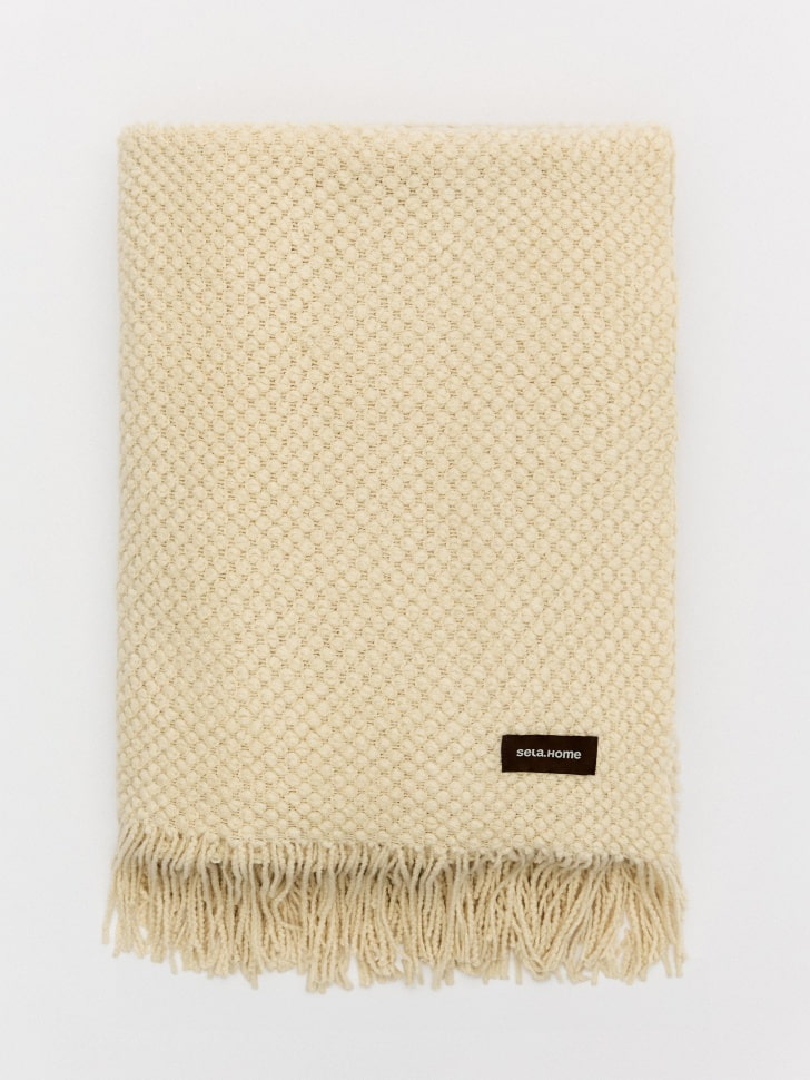 Плед с бахромой, бежевый, арт. 16725