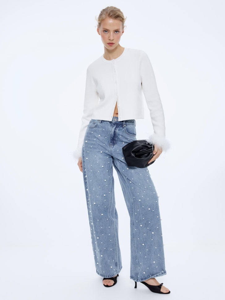 вязаный кардиган с перьями 4610517190970 по акции