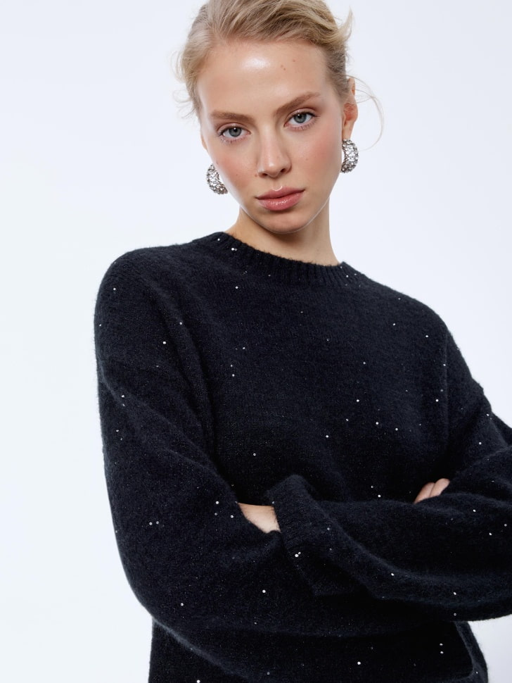 джемпер с пайетками с содержанием шерсти 4610517191120 в интернет магазине