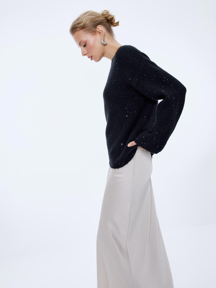 джемпер с пайетками с содержанием шерсти 4610517191120 купить с доставкой