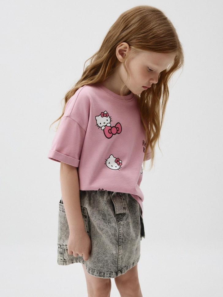 Футболка оверсайз с принтом Hello Kitty для девочек