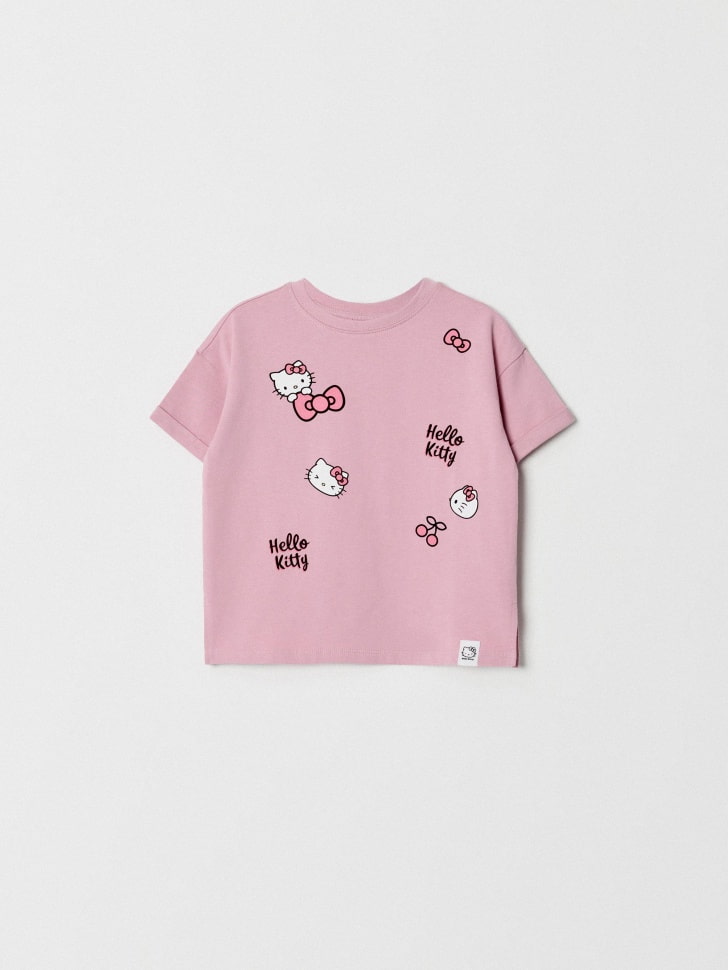 Футболка оверсайз с принтом Hello Kitty для девочек. Фото №4