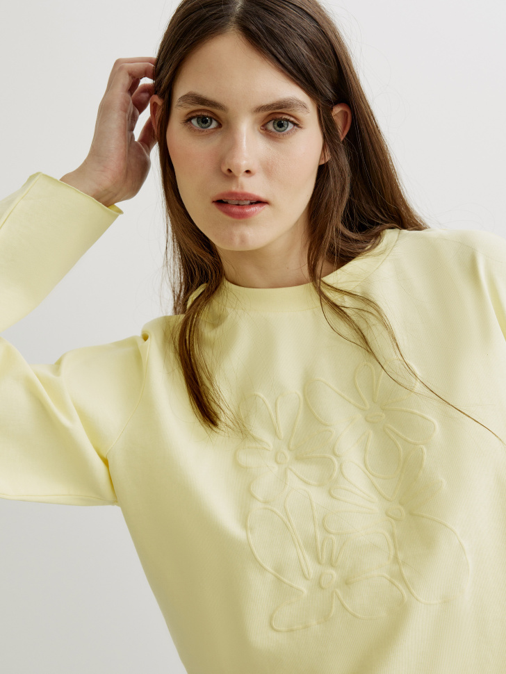 Лонгслив SELA оверсайз с декором, желтый, арт. 41698
