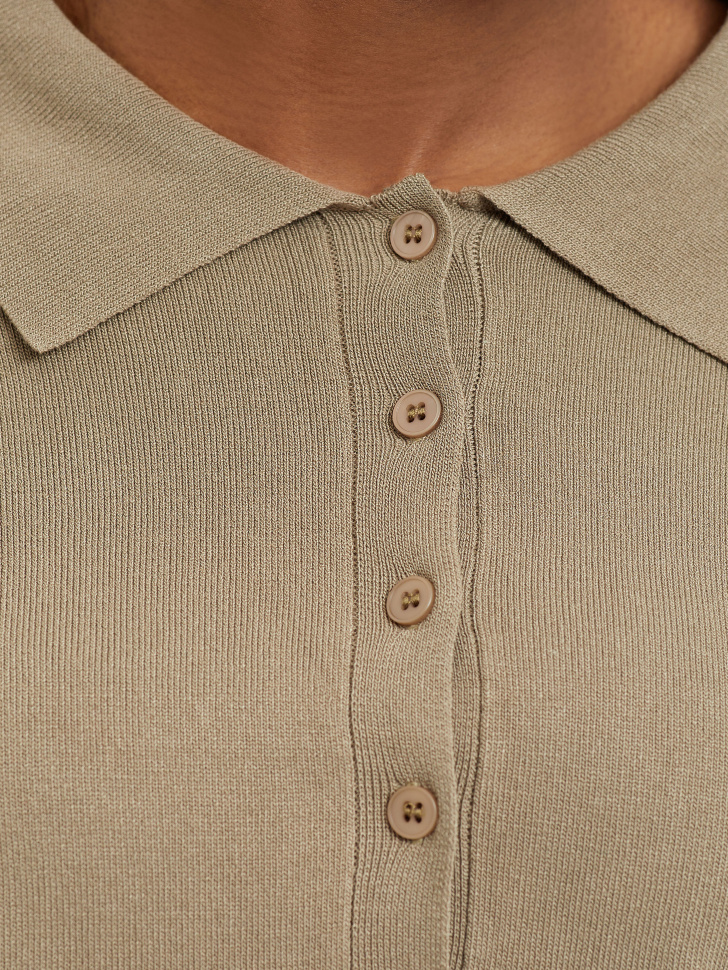 

Вязаный джемпер с воротником поло, Бежевый