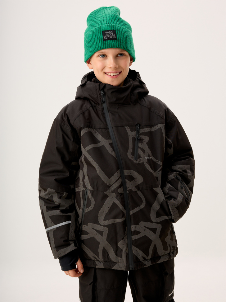 Горнолыжная куртка из технологичной мембраны с лямками для мальчиков