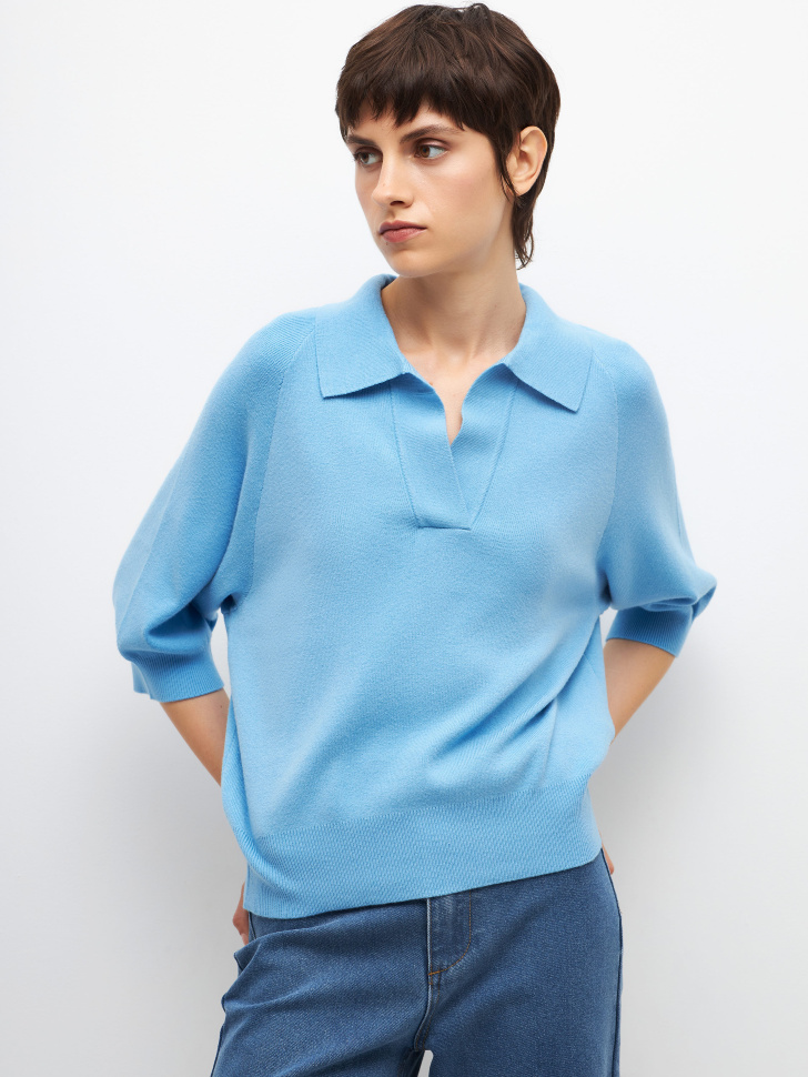 

Вязаное поло, Синий