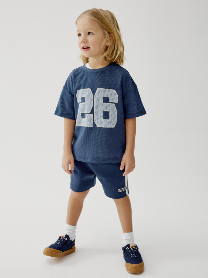 Трикотажные шорты SELA с лампасами, синий, арт. 45470