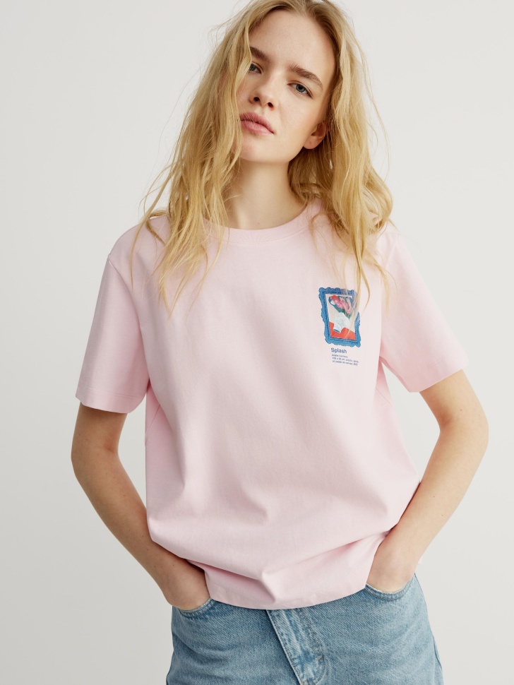 Футболка SELA с принтом ART PEOPLE, розовый, арт. 45018
