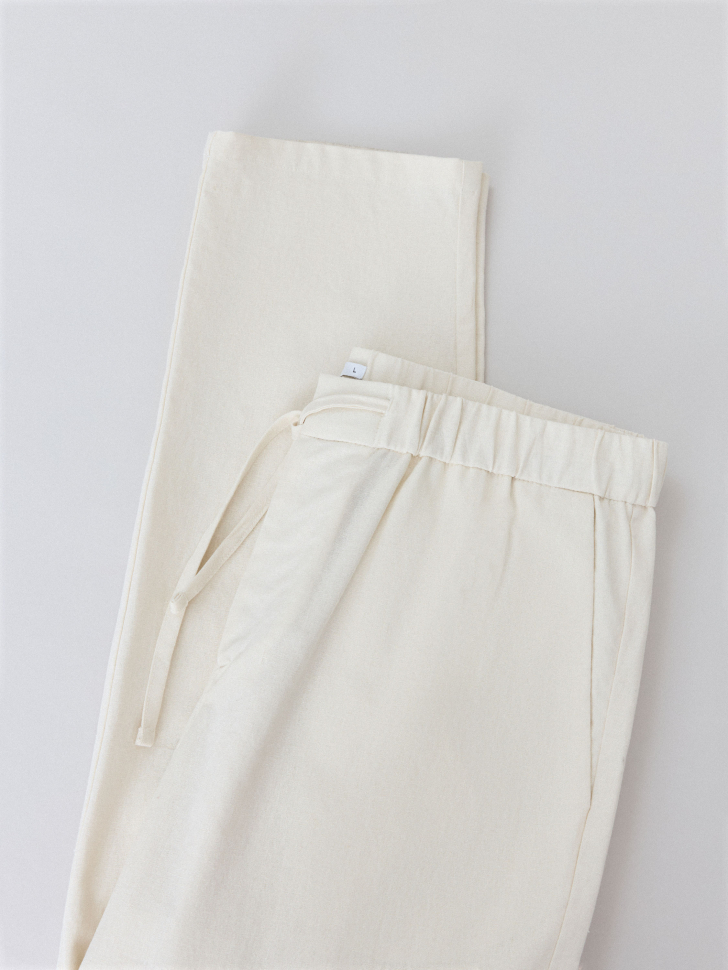 Прямые брюки из смесового льна - фото 8