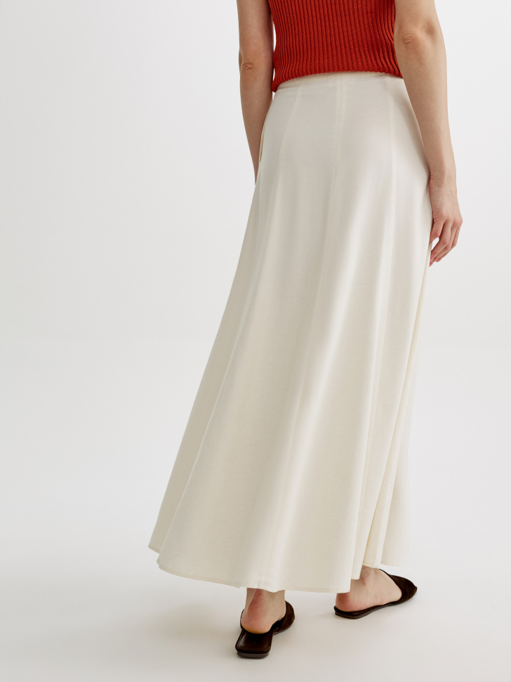 юбка макси с клиньями из смесовой вискозы со льном по цене 3799 руб вид справа