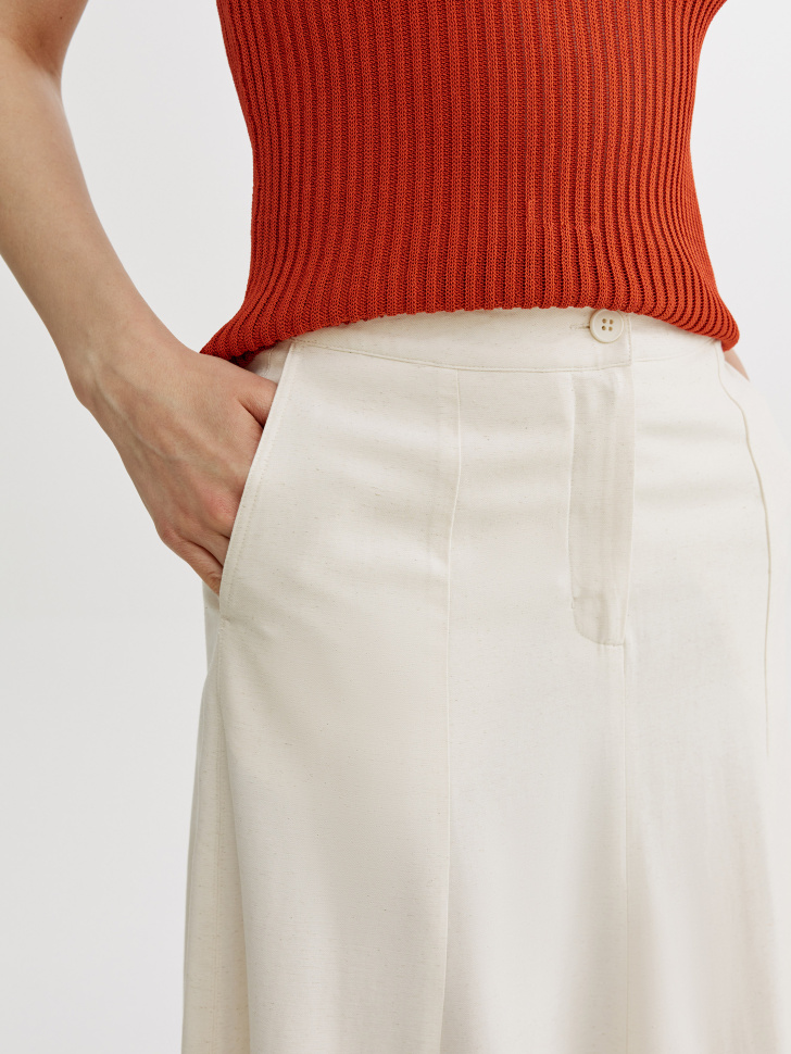 юбка макси с клиньями из смесовой вискозы со льном из россии вид сбоку