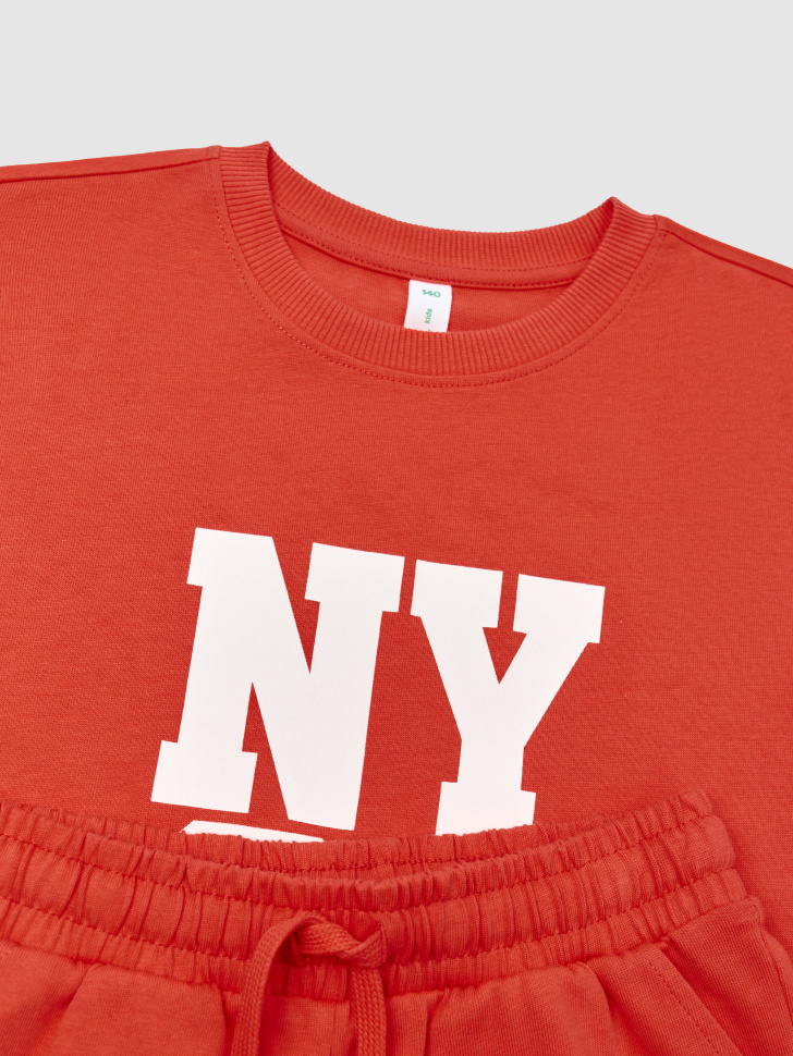 комплект из футболки и шорт для девочек из россии вид сбоку