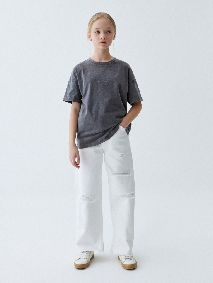 

Рваные джинсы Wide leg для девочек