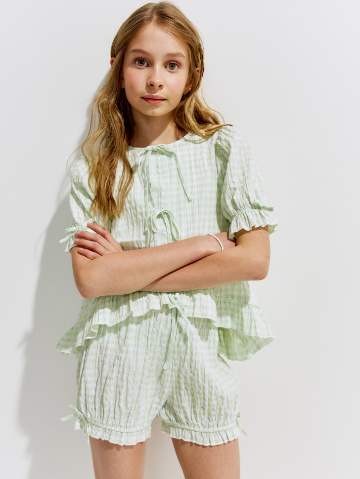 

Короткие шорты-блумеры в клетку для девочек, SL6805051523