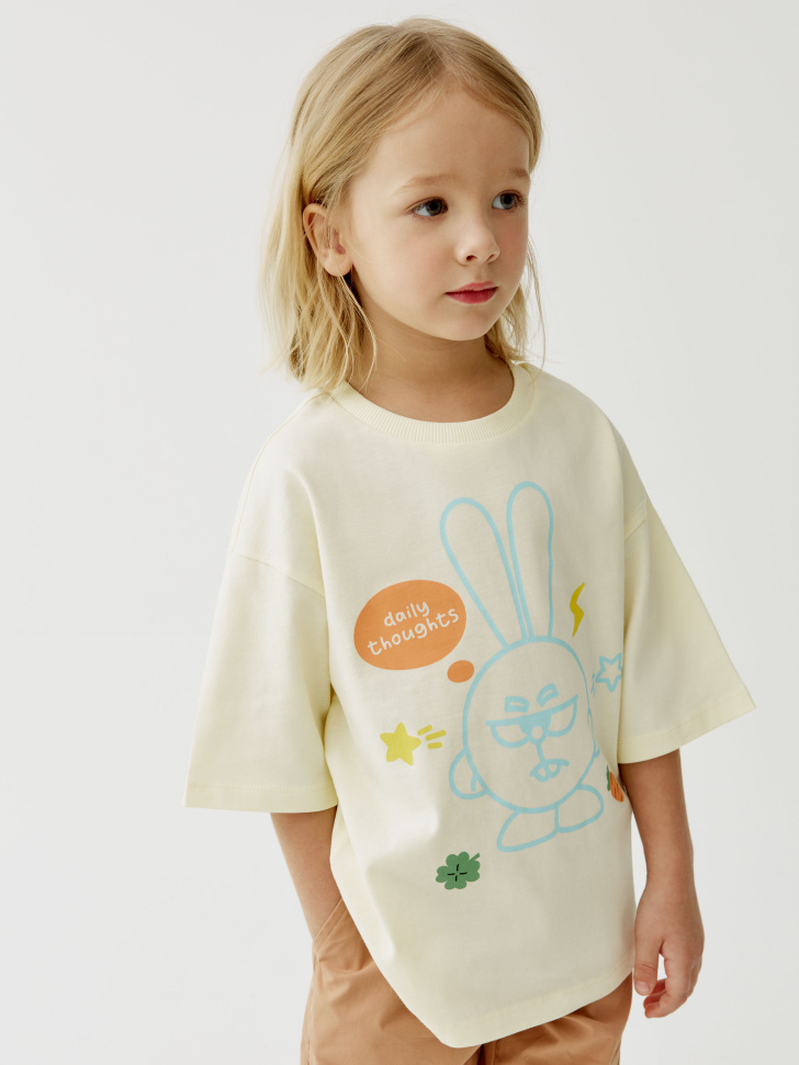 Футболка Sela оверсайз Смешарики, бежевый, арт. 52795