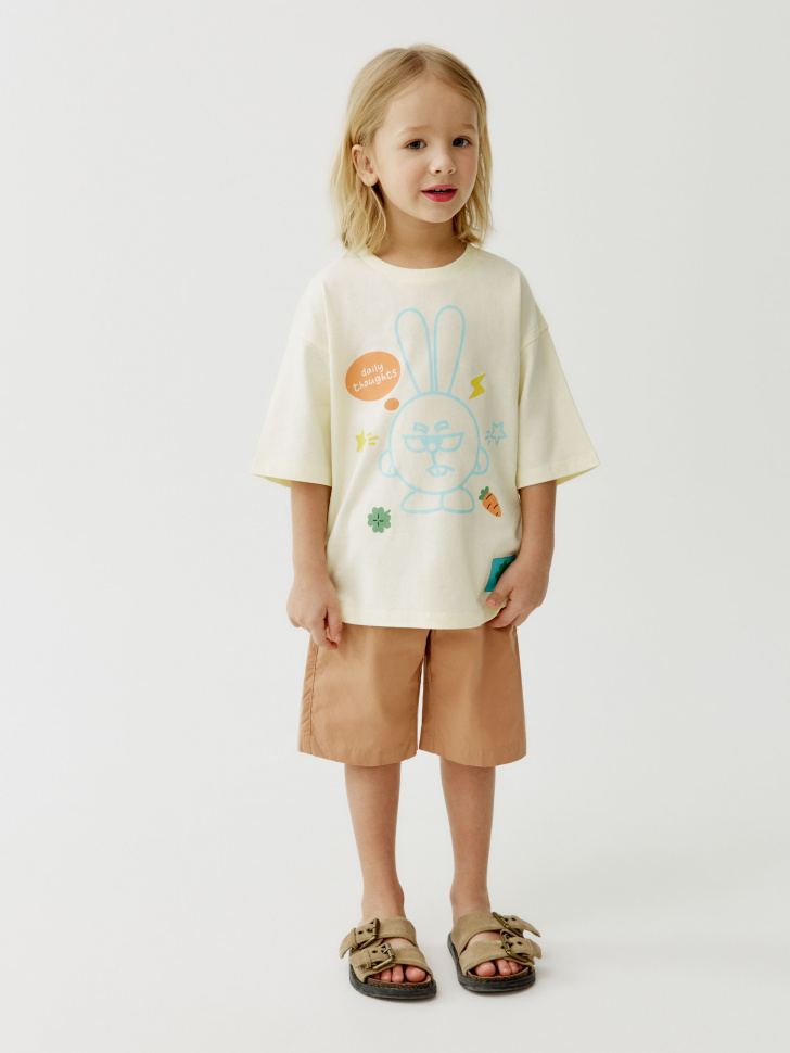 футболка оверсайз для мальчиков с принтом  x смешарики от бренда sela вид слева