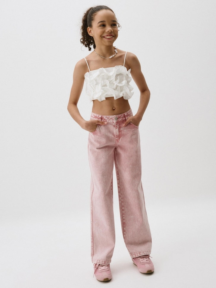 

Джинсы Straight Fit с эффектом стирки для девочек