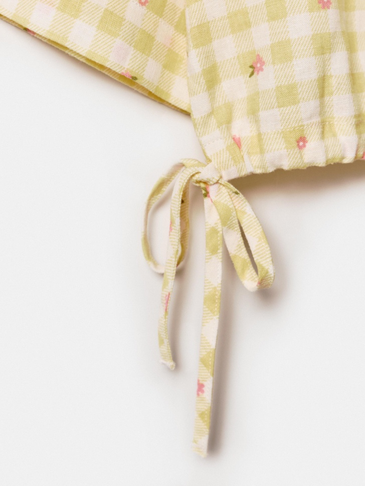 укороченная рубашка из смесового льна для девочек по цене 1999 руб вид справа