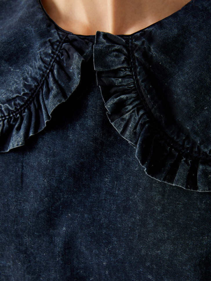 Хлопковое платье с кислотной стиркой (черный, XS) от Sela
