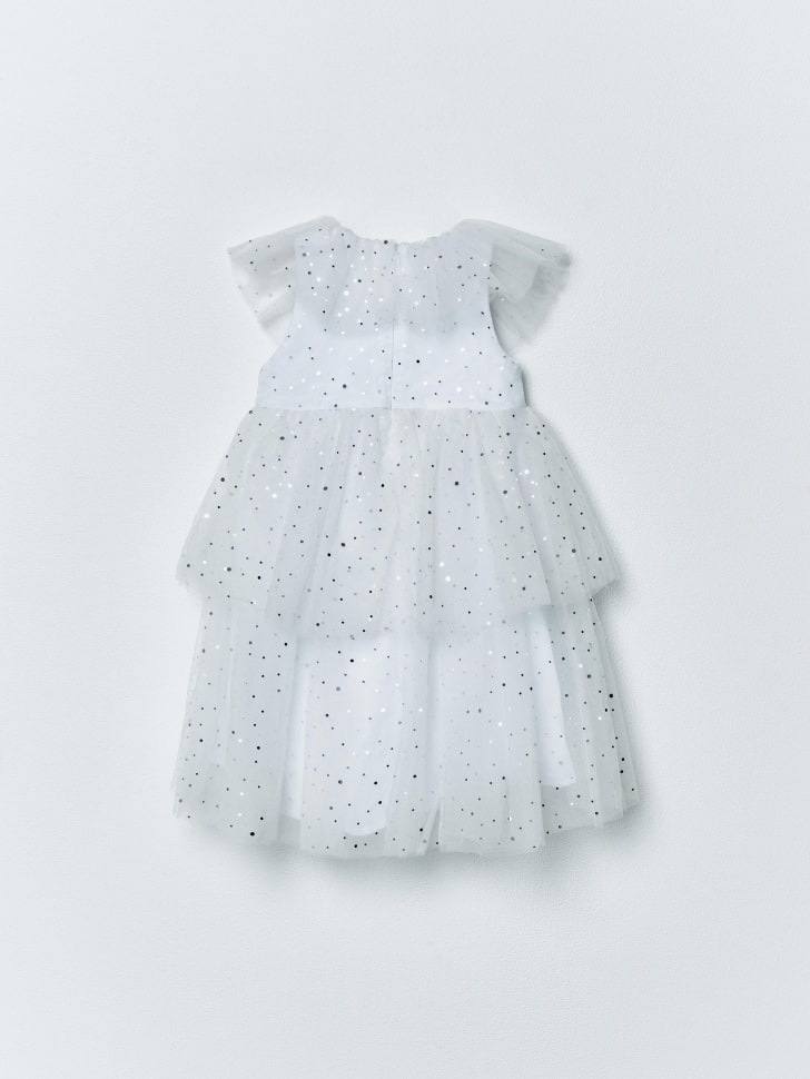 белое пышное платье с блестящим принтом для девочек 4680798789576 по акции