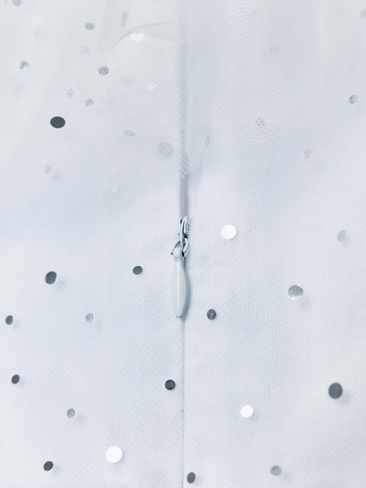 белое пышное платье с блестящим принтом для девочек 4680798789576 с промокодом