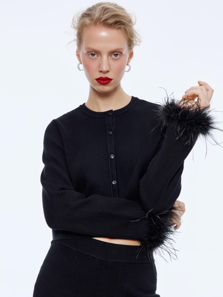 вязаный кардиган с перьями 4610517190994 фотография