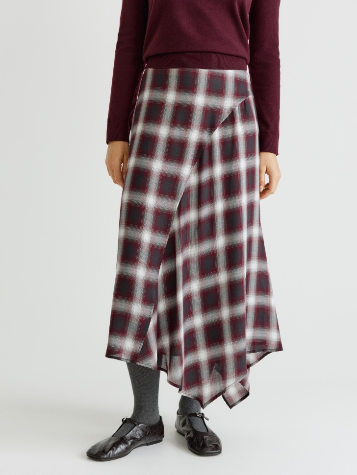 асимметричная юбка миди из тенселя и шерсти от бренда sela вид слева