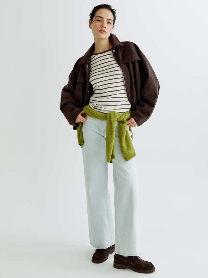 лонгслив в полоску от бренда sela вид слева