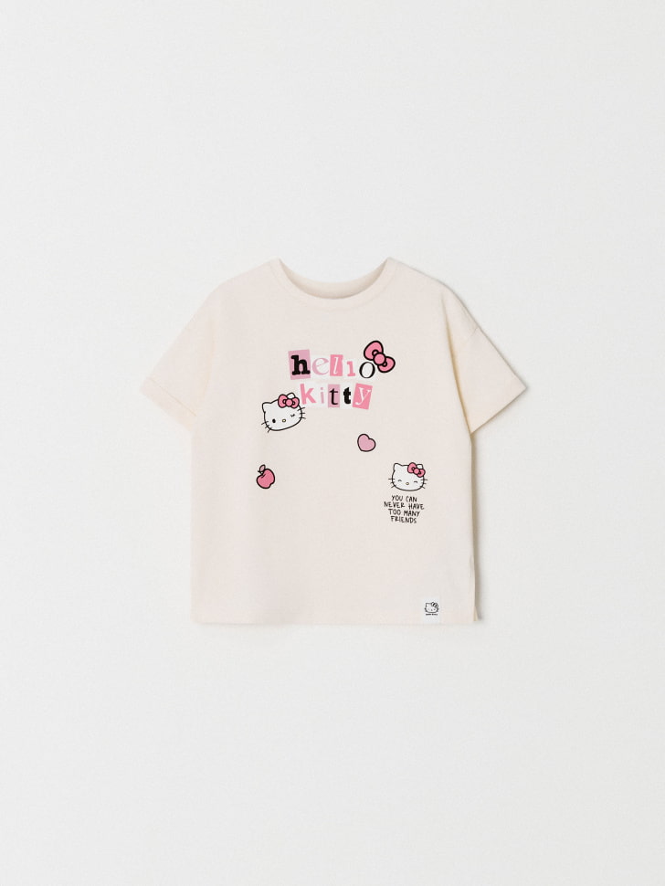 Футболка оверсайз с принтом Hello Kitty для девочек. Фото №4