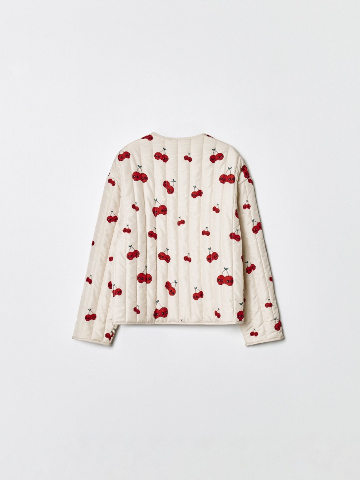 легкая стеганая куртка с завязками для девочек из россии вид сбоку