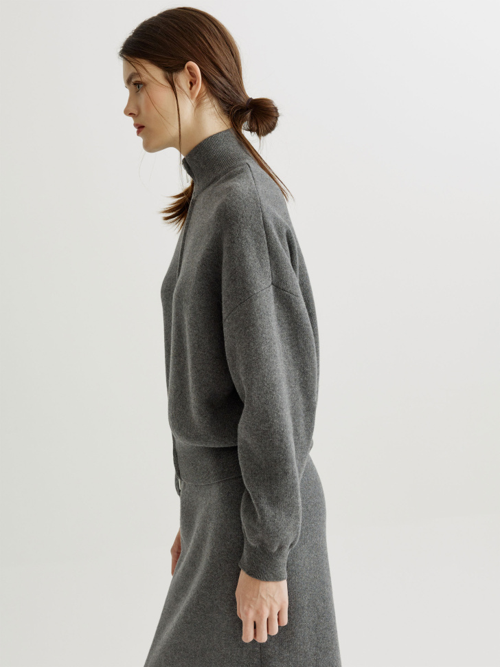 кардиган на молнии из хлопка с содержанием кашемира из россии вид сбоку