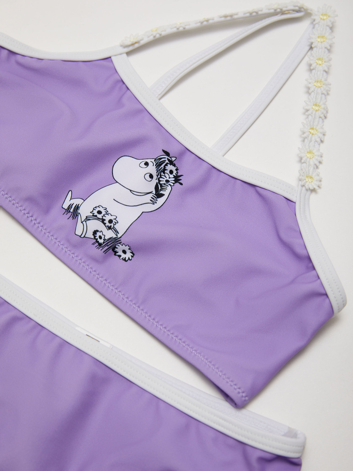 Раздельный купальник с принтом Moomin Муми Тролль для девочек (фиолетовый, 104-110) от Sela