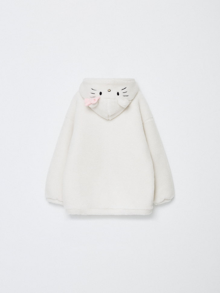 Утепленная куртка из искусственного меха с Hello Kitty для девочек. Фото №5