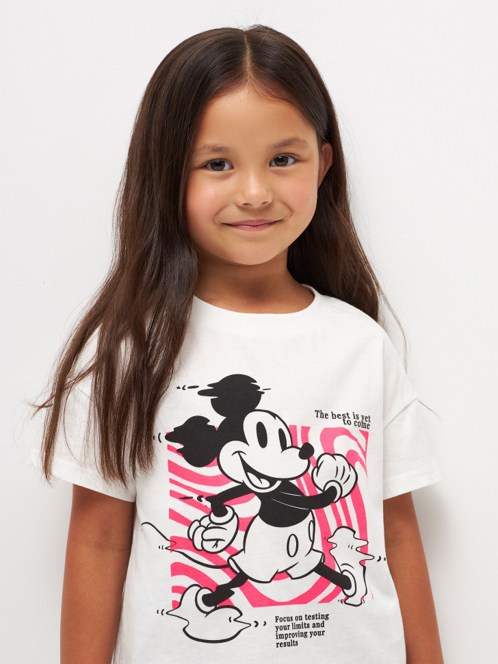 

Футболка с принтом Disney Mickey Mouse для девочек, Белый