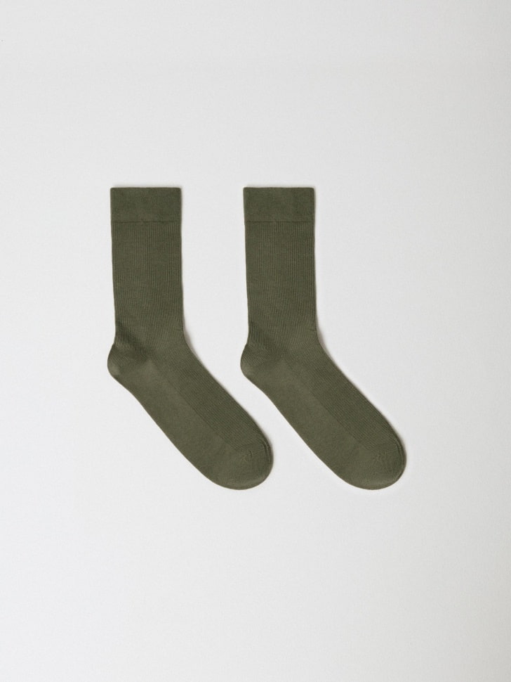 Высокие носки в рубчик, хаки, арт. ART2304