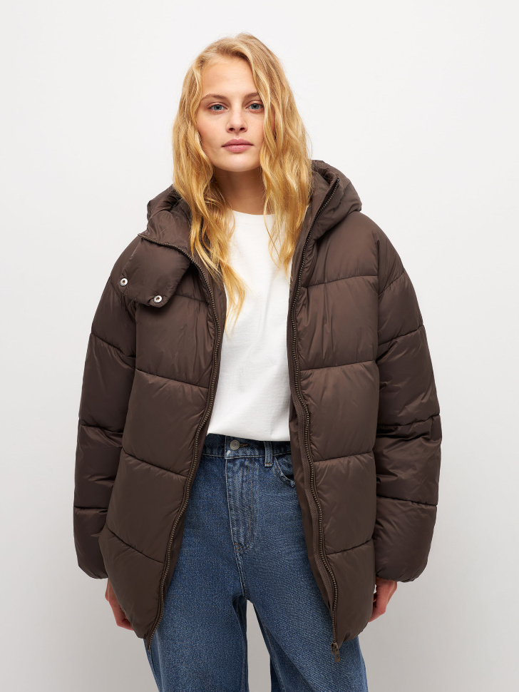 

Дутая нейлоновая куртка, Коричневый