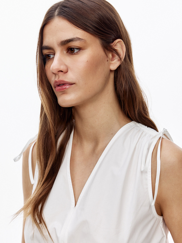 топ из хлопка с баской и завязками из россии вид сбоку