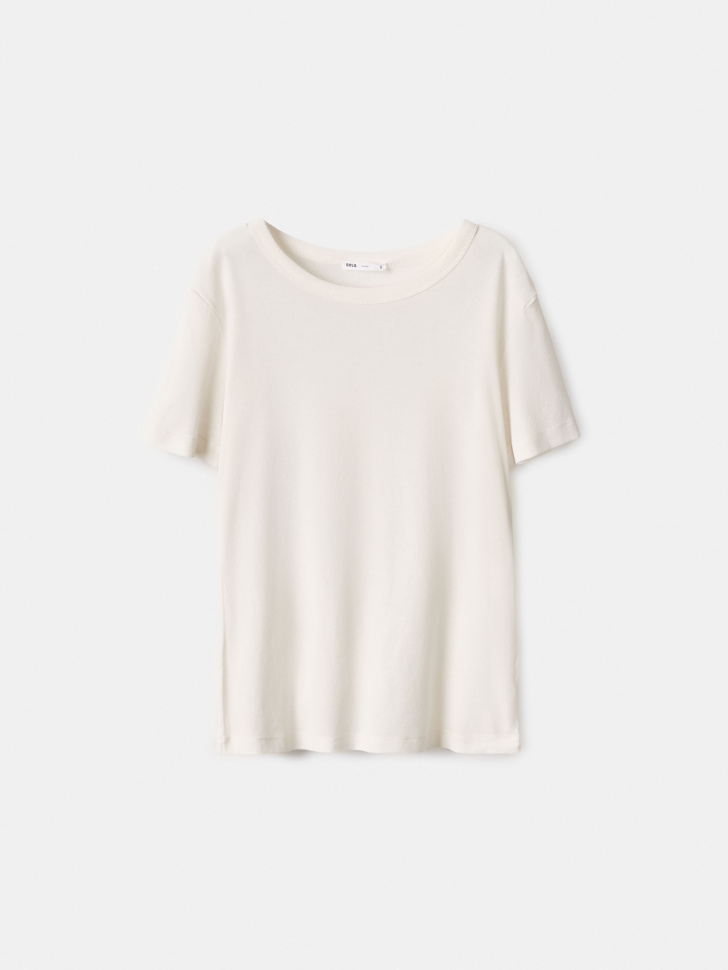 Футболка Sela базовая приталенная, бежевый, арт. 54935