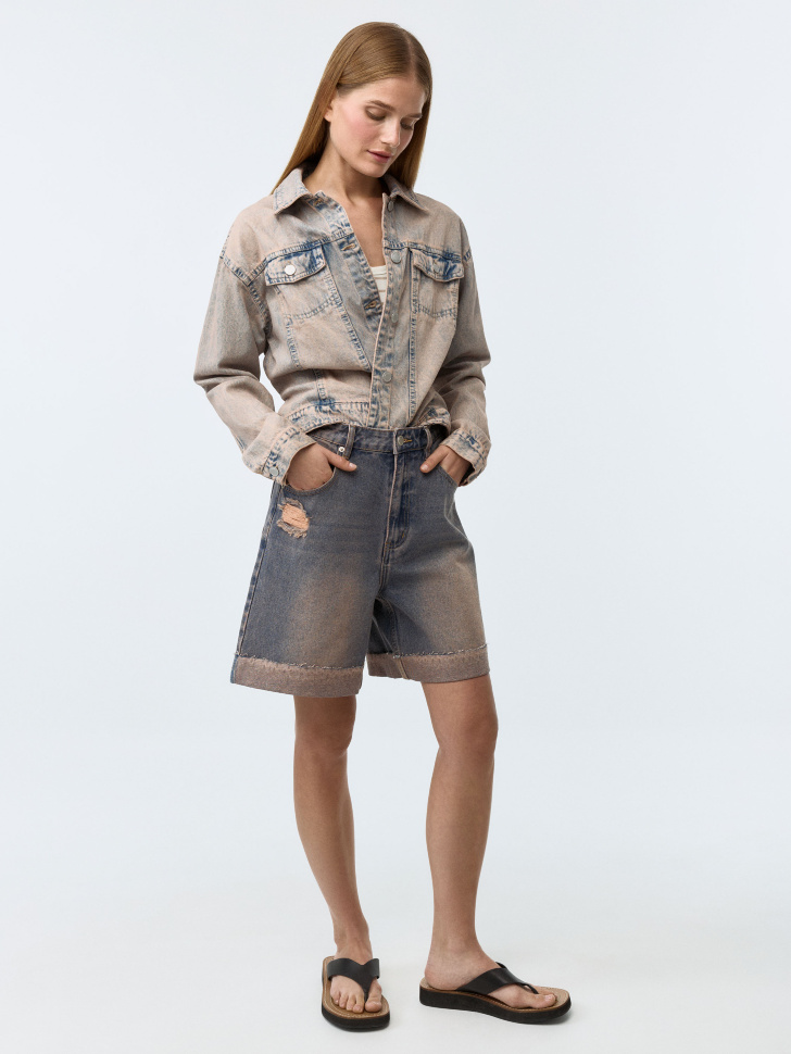 

Джинсовые шорты Straight fit с отворотами