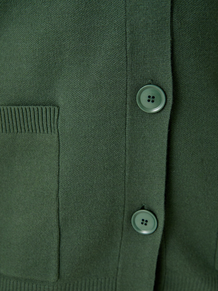 Длинный вязаный кардиган с карманами (зеленый, XS) sela 4680129035990 - фото 4