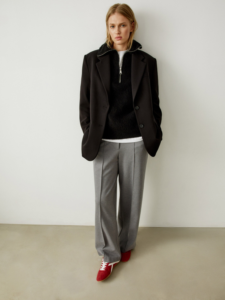 вязаный джемпер из смесовой шерсти и мохера от бренда sela вид слева