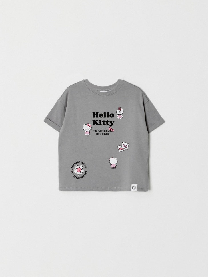 Футболка оверсайз с принтом Hello Kitty для девочек