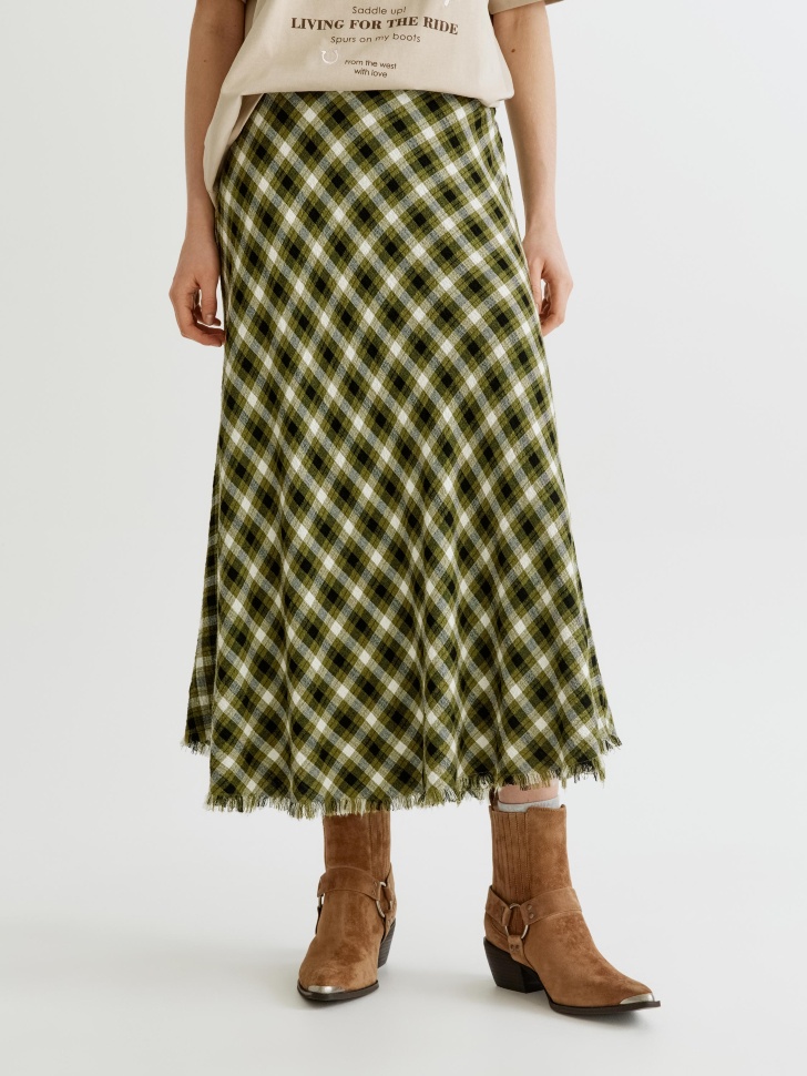 юбка миди в клетку от бренда sela вид слева